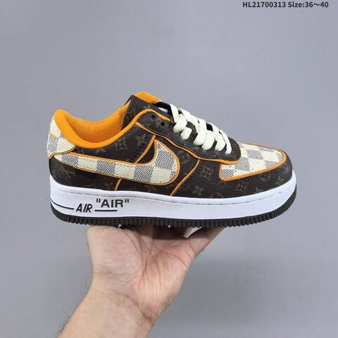 Nike Air Force 1 07 Low Brown White Orange Black EU 36-40 Sneaker - Unisex (BS-61329)