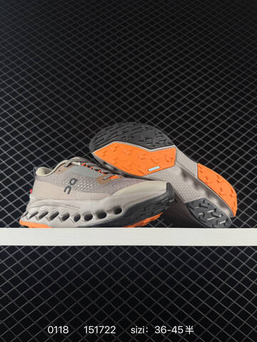 On Cloudsurfer Trail 2 Pearl Grey Black Orange EU 36-45 Trail Shoe Trail Running Sneakers - Unisex (BS-85415)