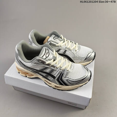 Asics Gel-Kayano 14 JJJJound White Silver Cream Black EU 36-47 Running Shoe Running Sneakers - Unisex (BS-69184)
