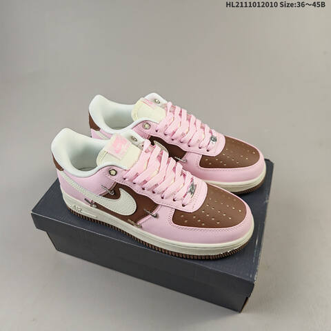 Nike Air Force 1 07 Low Pink White Brown Silver EU 36-45 Sneaker - Unisex (BS-62802)