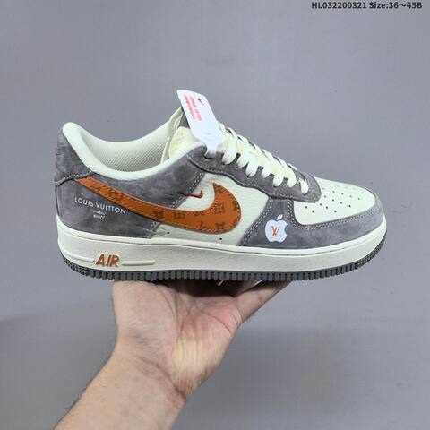 Nike Air Force 1 07 LV8 Off White Grey Dark Grey Orange EU 36-45 Sneaker - Unisex (BS-61211)