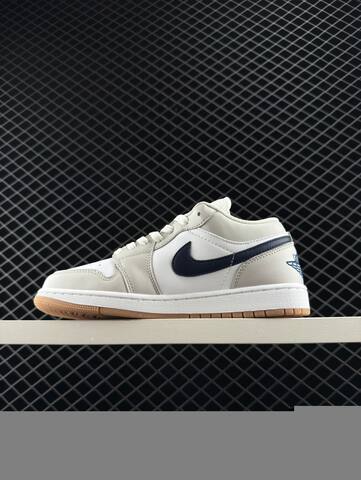 Jordan Air Jordan 1 Low 553558 166 White Light Grey Navy Blue Gum Brown EU 36-47 Sneaker - Unisex (BS-81285)