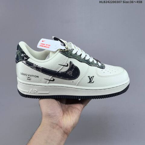 Nike Air Force 1 07 Low Louis Vuitton Off White Black Dark Green Silver EU 36-45 Sneaker - Unisex (BS-61449)