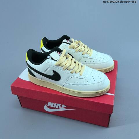 Nike Court Vision 1 Low White Black Yellow Cream EU 36-45 Skate Shoe - Unisex (BS-61401)