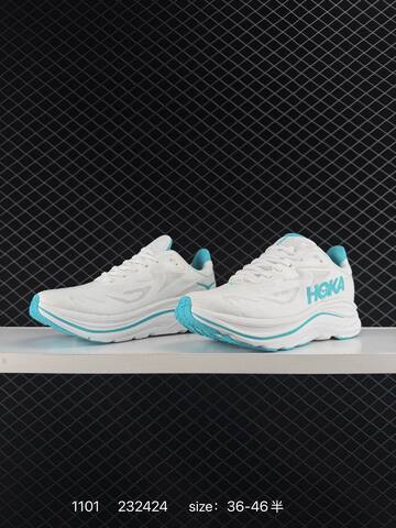 HOKA ONE ONE Clifton 10 White Cyan EU 36-46 Running Shoe Running Sneakers - Unisex (BS-86401)