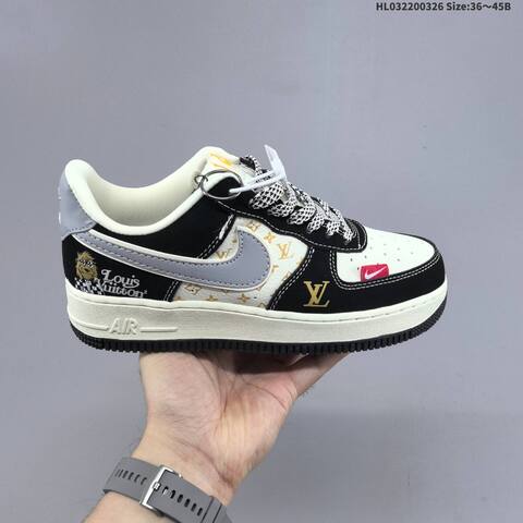 Nike Air Force 1 07 LV8 Black White Grey Gold EU 36-45 Sneaker - Unisex (BS-61118)