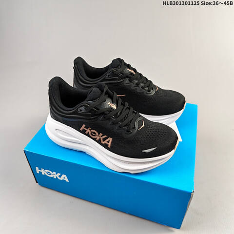 HOKA ONE ONE Bondi 9 Black White Rose Gold EU 36-45 Running Shoe Running Sneakers - Unisex (BS-69445)