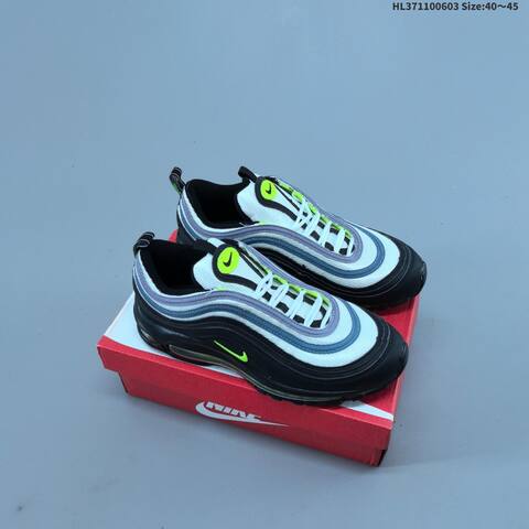 Nike Air Max 97 SE Black White Blue Neon Green EU 40-45 Sneaker - Men's (BS-59975)