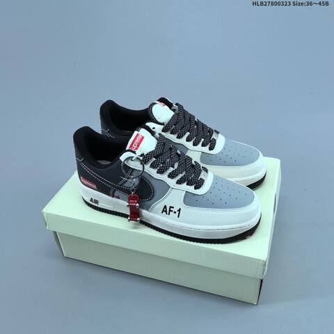 Nike Air Force 1 07 Low Supreme White Black Grey Red EU 36-45 Skate Shoe - Unisex (BS-61170)