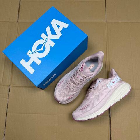 HOKA Clifton 9 Light Pink White Running Shoe Running Sneakers (BS-86879)