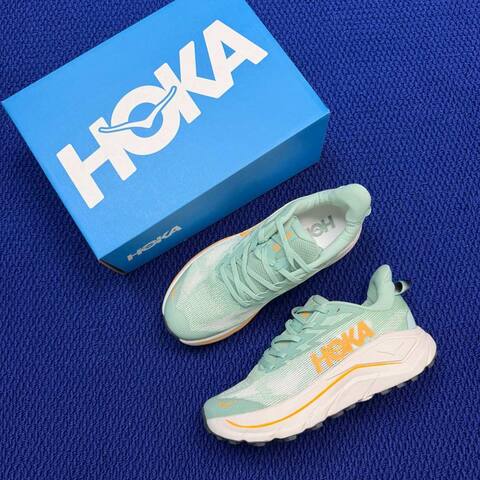 HOKA Challenger 8 Mint Green White Orange Trail Shoe Trail Running Sneakers (BS-86846)