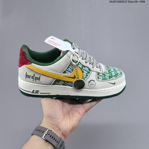 Nike Air Force 1 07 Low Grey Green Yellow Red White EU 36-45 Sneaker - Unisex (BS-60094)