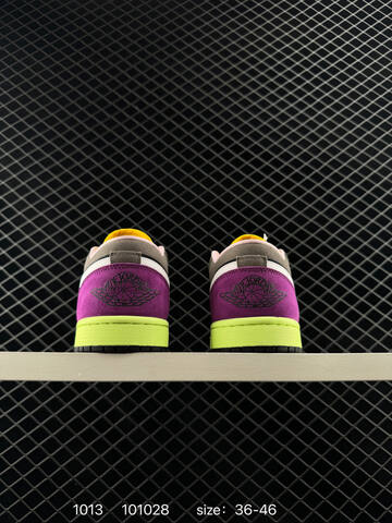 Jordan Air Jordan 1 Low Grey Pink Purple Yellow Neon Green EU 36-46 Sneaker - Unisex (BS-80529)