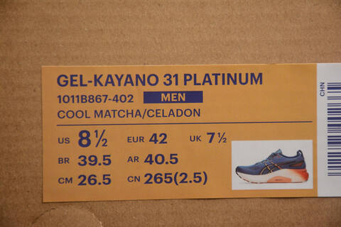 ASICS GEL-KAYANO 31 PLATINUM 1011B867-402 Blue Orange Cream Black US 8 5 EUR 42 UK 7 5 CM 26 5 CN 265 Running Shoe Running Sneakers - Men's (BS-59575)
