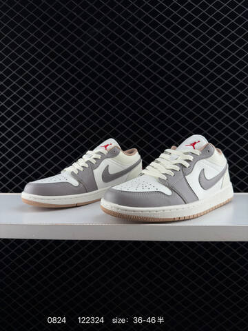 Jordan Air Jordan 1 Low Sail Grey Red Tan EU 36-46 Sneaker - Unisex (BS-80844)