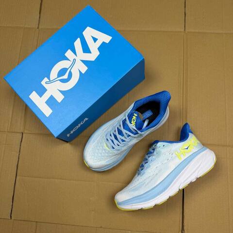 HOKA ONE ONE Clifton 9 Light Blue Blue White Yellow Running Shoe Running Sneakers (BS-86865)