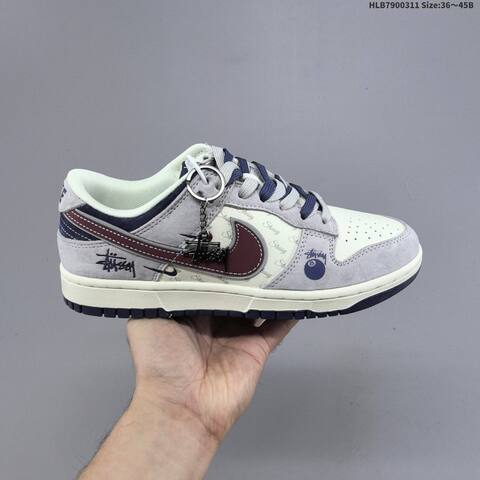 Nike Dunk SB Low Grey Burgundy Navy Cream EU 36-45 Skate Shoe - Unisex (BS-61370)