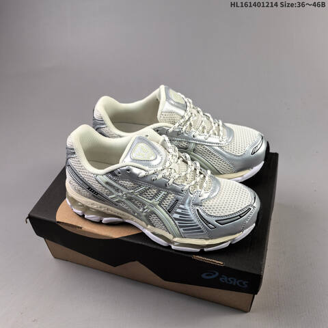 ASICS Gel Kayano 12 1 Silver Off White Pale Mint EU 36 46 Running Shoe EU 36-46 Running Sneakers - Unisex (BS-69156)