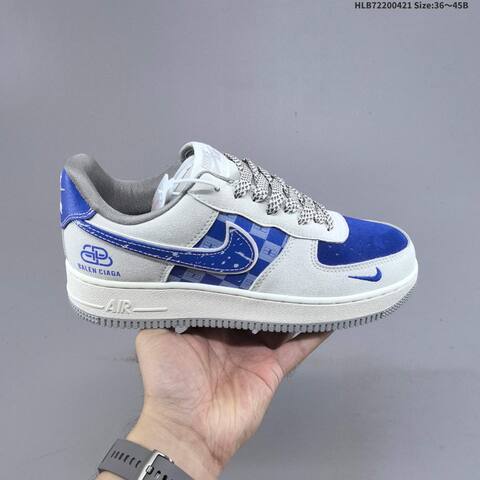 Nike Air Force 1 07 LV8 Light Grey Royal Blue White Grey EU 36-45 Skate Shoe - Unisex (BS-60601)