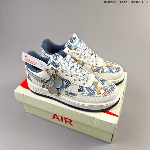 Nike Air Force 1 07 LV CW6871 77 Sail Navy Blue Gold White EU 36-45 Sneaker - Unisex (BS-63267)