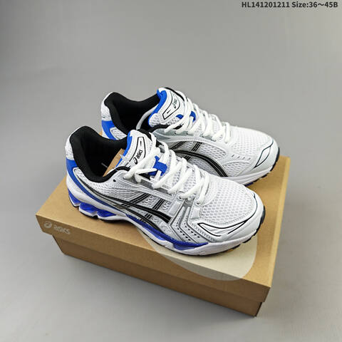 ASICS Gel Kayano 14 White Silver Blue Black EU 36-45 Running Shoe Running Sneakers - Unisex (BS-69168)