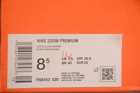 Nike Zoom Premium FN8453 020 White Black Orange EUR 42 Running Shoe - Men's (BS-59718)