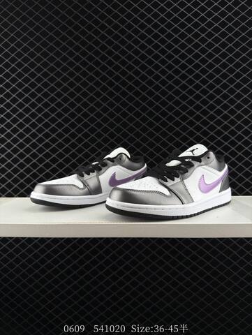 Jordan Air Jordan 1 Low White Metallic Silver Purple Black EU 36-45 Sneaker - Unisex (BS-81235)