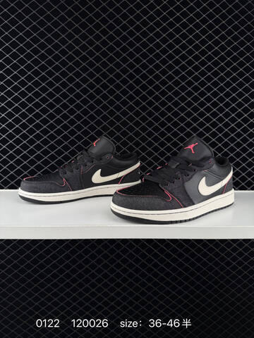 Jordan Air Jordan 1 Low Black White Red EU 36-46 Sneaker - Unisex (BS-79789)