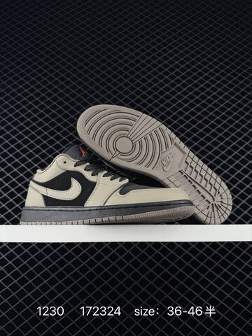 Jordan Air Jordan 1 Low Black Khaki Grey Orange EU 36-46 Sneaker - Unisex (BS-79944)