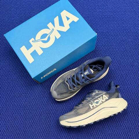 HOKA Challenger 8 Grey Navy Cream Blue Running Shoe Running Sneakers (BS-86844)