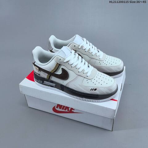 Nike Air Force 1 07 White Dark Brown Khaki Grey EU 36-45 Sneaker - Unisex (BS-61963)