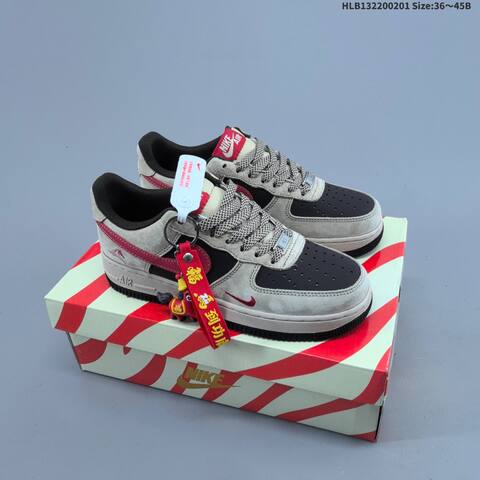Nike Air Force 1 07 LV8 Beige Black Red EU 36-45 Sneaker - Unisex (BS-61592)