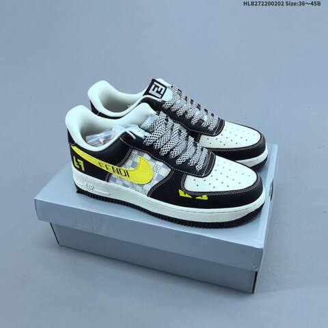 Nike Air Force 1 07 Low Black White Yellow Gray EU 36-45 Sneaker - Unisex (BS-61581)