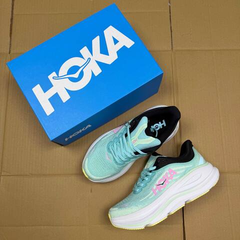 HOKA Bondi 9 Mint Green Pink White Black Yellow Running Shoe Running Sneakers (BS-86906)