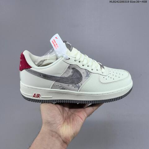 Nike Air Force 1 07 LV8 HS6188-134 Off White Grey Red EU 36-45 Skate Shoe - Unisex (BS-61245)