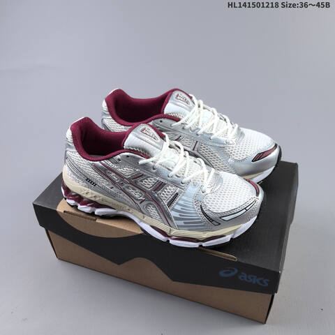 ASICS Gel Kayano 14 Kith White Silver Burgundy Cream EU 36-45 Running Shoe Running Sneakers - Unisex (BS-69142)