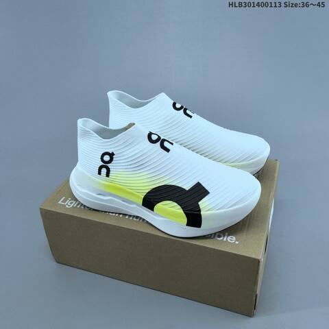 On Cloudboom Strike LS White Black Neon Yellow EU 36-45 Running Shoe Running Sneakers - Unisex (BS-69710)