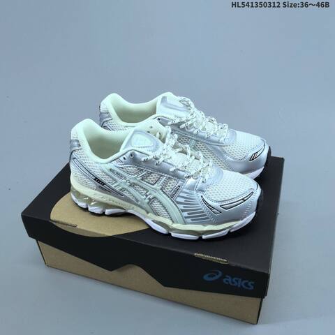 ASICS Gel-Kayano 12 1 White Silver Cream Burgundy EU 36-46 Running Shoe Running Sneakers - Unisex (BS-68997)