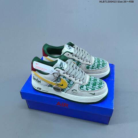 Nike Air Force 1 07 Low Beige Green Yellow Red White Dark Green Off White EU 36-45 Sneaker - Unisex (BS-60714)