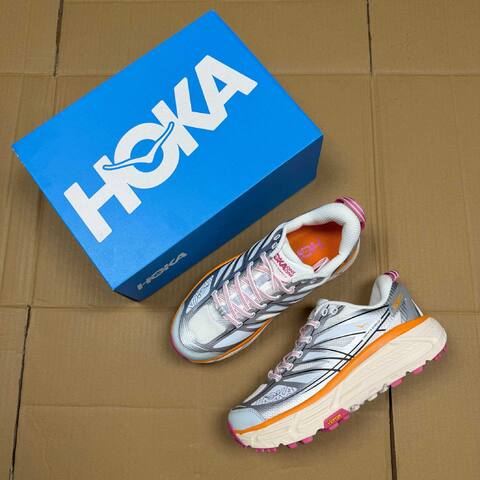 HOKA ONE ONE Mafate Speed 2 White Grey Orange Pink Trail Shoe Trail Running Sneakers (BS-86890)