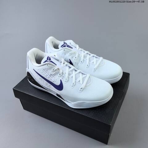 Nike Kobe 9 Elite Low Protro White Purple Black EU 39-47 5 Basketball Shoe - Unisex (BS-62544)
