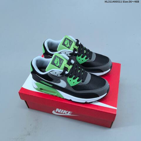 Nike Air Max 90 Black Grey Green White EU 36-46 Running Shoe - Unisex (BS-60415)