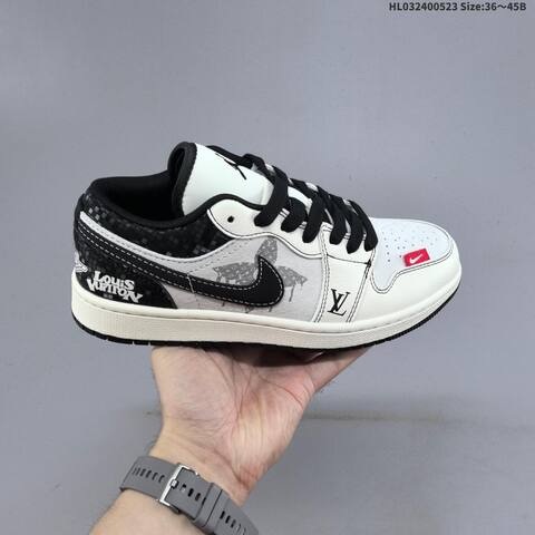 Jordan Air Jordan 1 Low White Black Grey Red EU 36-45 Sneaker - Unisex (BS-60181)