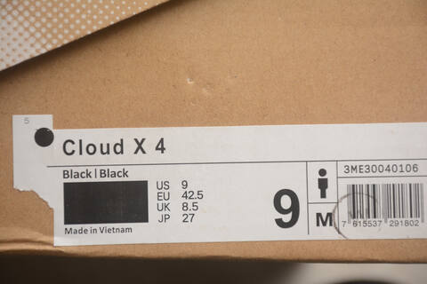 On Cloud X 4 3ME30040106 Black US 9 EU 42 5 UK 8 5 JP 27 Running Shoe Running Sneakers - Men's (BS-59780)
