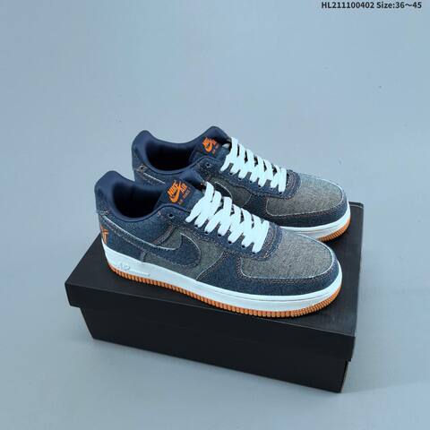 Nike Air Force 1 Low Dark Blue Grey White Orange EU 36-45 Sneaker - Unisex (BS-60978)