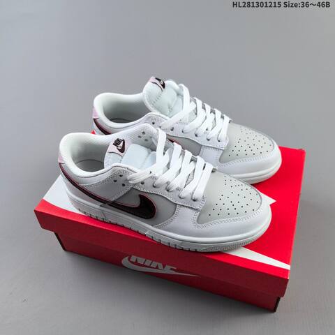 Nike Dunk Low White Light Grey Dark Burgundy Light Pink EU 36-46 Skate Shoe - Unisex (BS-62668)