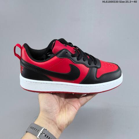 Nike Court Borough Low Black Red White EU 35 5-40 Skate Shoe - Unisex (BS-61036)