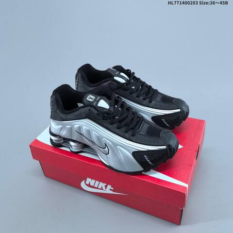 Nike Shox R4 HQ1988-007 Black Silver White EU 36-45 Running Shoe - Unisex (BS-61555)