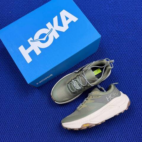 HOKA Transport GTX Olive Green Off White Brown Trail Shoe Trail Running Sneakers (BS-86832)