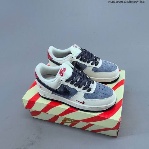 Nike Air Force 1 07 Low Off White Navy Red Grey EU 36-45 Sneaker - Unisex (BS-60364)